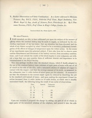 Item #27484 "Further Observations on Voltaic Combinations. In a Letter addressed to Michael...