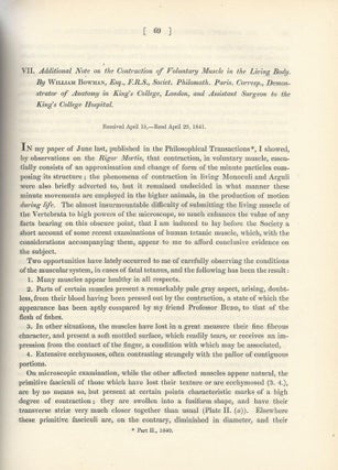 Item #27491 "Additional Note on the Contraction of Voluntary Muscle in the Living Body"...