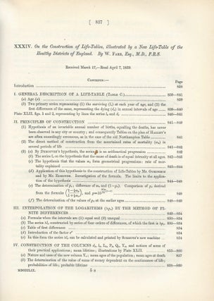 Item #27540 COMPUTERS & MEDICAL STATISTICS: “On the Construction of Life-Tables, Illustrated...