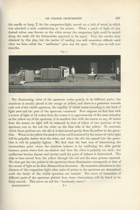 FIRST PHOTOGRAPHS OF THE SOLAR SPECTRUM IN INFRARED: "The Bakerian Lecture - Colour Photometry" & "The Solar Spectrum, from [gamma] 7150 to [gamma] 10,000" (Philosophical Transactions of the Royal Society of London, Vol. 177 for the Year 1887, pp. 423-456, 457-460)