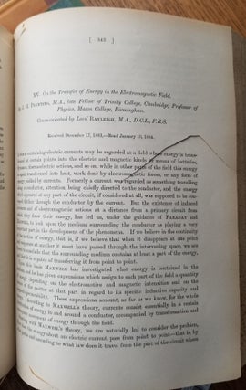 Item #28792 ORIGIN OF THE POYNTING VECTOR: "On the Transfer of Energy in the Electromagnetic...