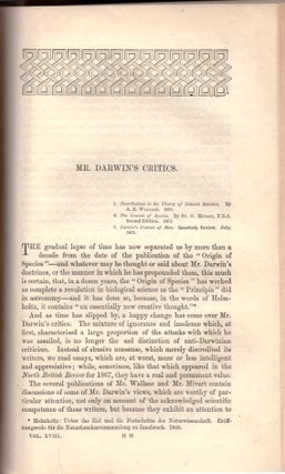 "Mr. Darwin's Critics" (The Contemporary Review, Vol. XVIII, pp. 443-476 pp.)