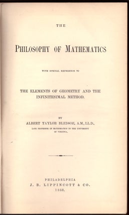 Item #29613 The Philosophy of Mathematics With a Special Reference to The Elements of Geometry...