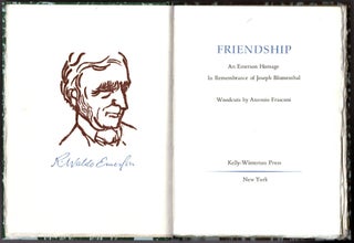 Item #29700 Friendship: An Emerson Homage In Remembrance of Joseph Blumenthal. Ralph Waldo...