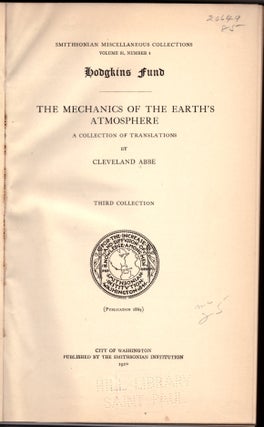Item #29799 The Mechanics of the Earth's Atmosphere: A Collection of Translations (Smithsonian...