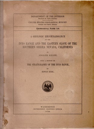 Item #30090 A Geological Reconnnaissance of the Inyo Range and the Eastern Slope of the Southern...