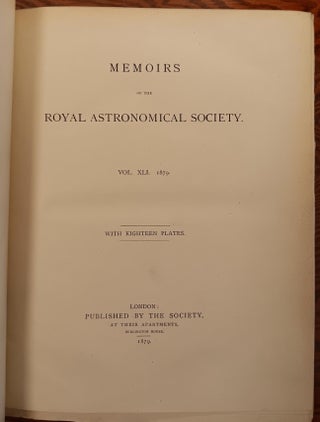 Item #30236 Memoirs of the Royal Astronomical Society (Vol. XLI. 1879). Royal Astronomical Society