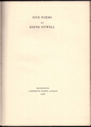 Item #30264 Five Poems. Edith Sitwell