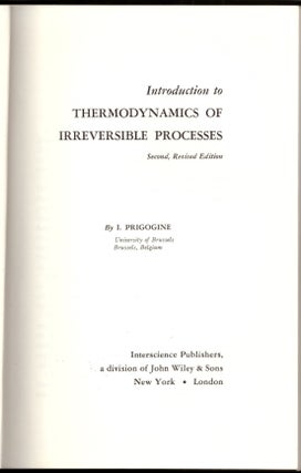 Item #30569 Introduction to Thermodynamics of Irreversible Processes. I. Prigogine